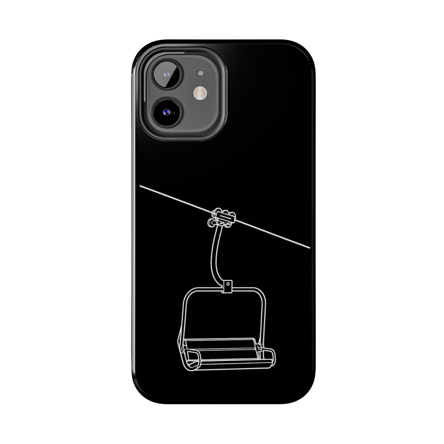 Ski Lift Line Art Tough Phone Case — Minimalist Mountain Chairlift Design