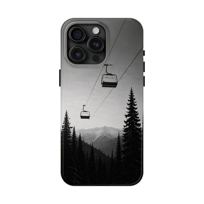 Tough Phone Case — Monochrome Mountain Ski Lift Design