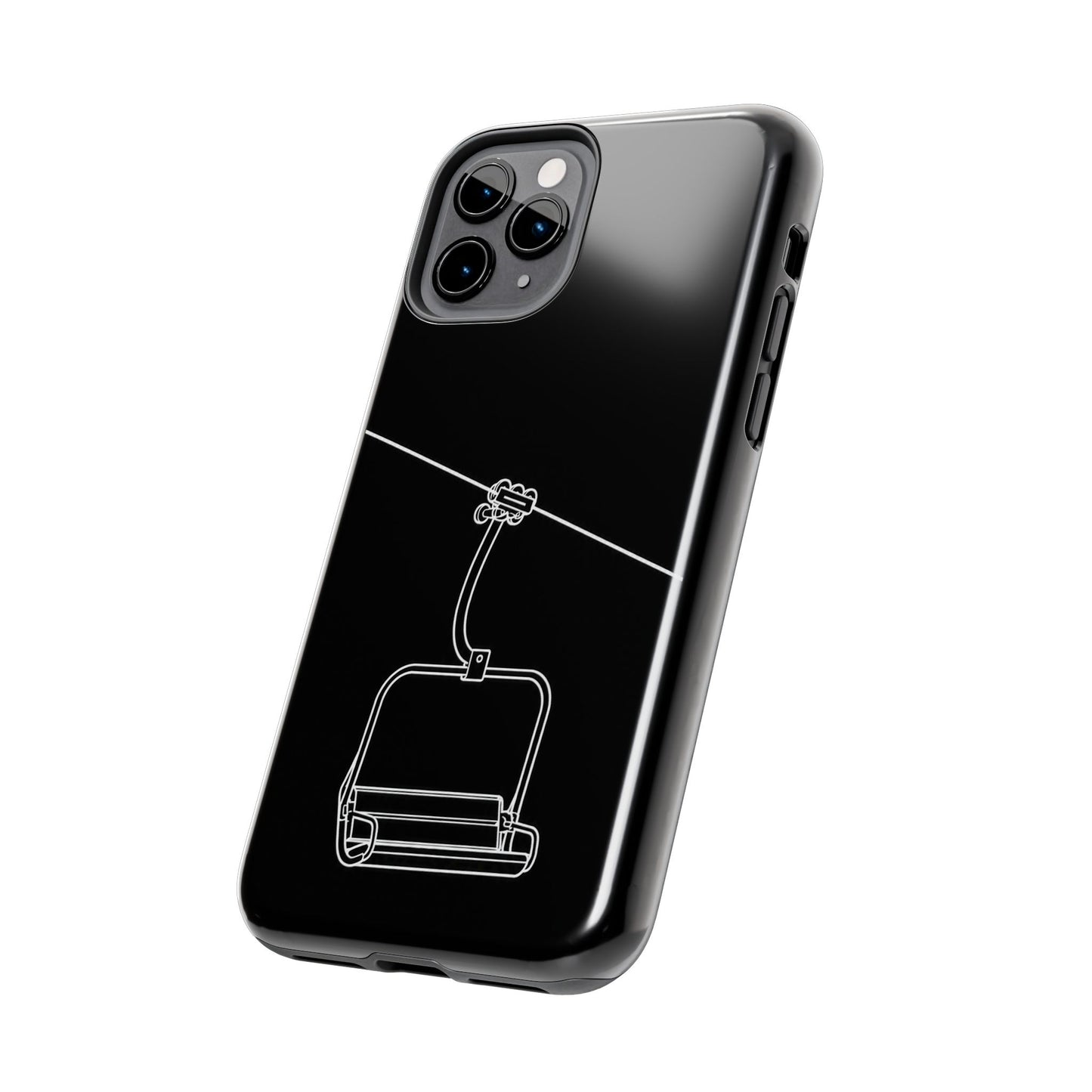 Ski Lift Line Art Tough Phone Case — Minimalist Mountain Chairlift Design