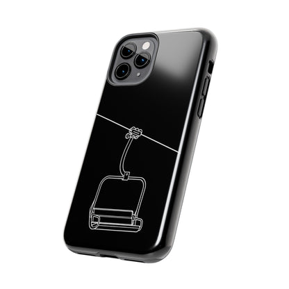 Ski Lift Line Art Tough Phone Case — Minimalist Mountain Chairlift Design