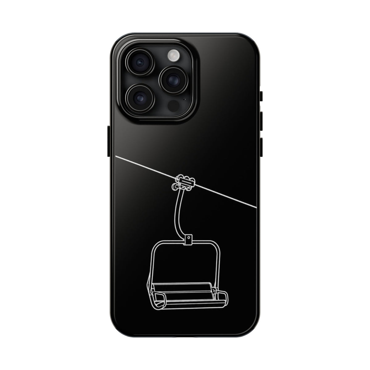 Ski Lift Line Art Tough Phone Case — Minimalist Mountain Chairlift Design