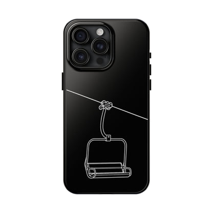 Ski Lift Line Art Tough Phone Case — Minimalist Mountain Chairlift Design