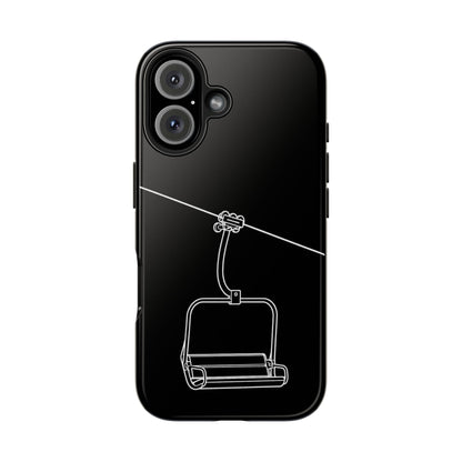 Ski Lift Line Art Tough Phone Case — Minimalist Mountain Chairlift Design