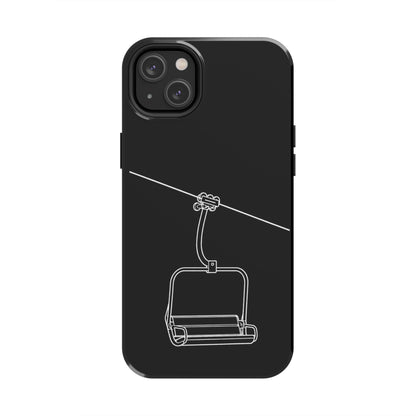 Ski Lift Line Art Tough Phone Case — Minimalist Mountain Chairlift Design