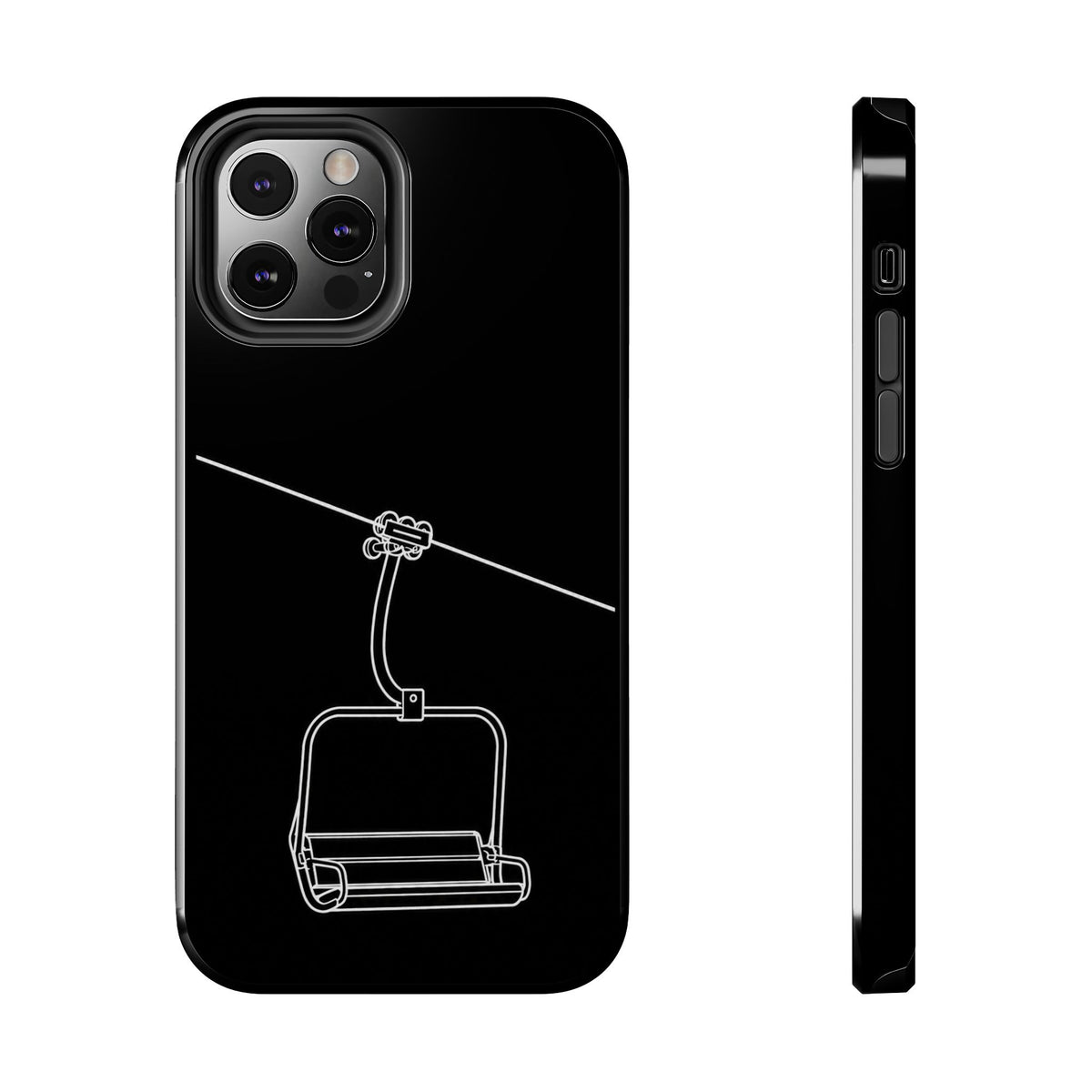 Ski Lift Line Art Tough Phone Case — Minimalist Mountain Chairlift Design