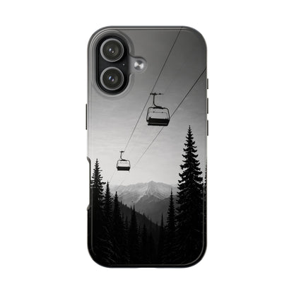 Tough Phone Case — Monochrome Mountain Ski Lift Design