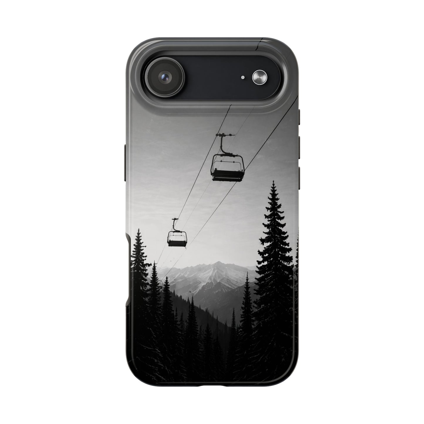 Tough Phone Case — Monochrome Mountain Ski Lift Design