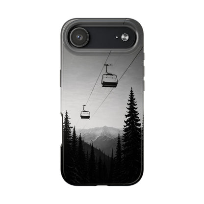 Tough Phone Case — Monochrome Mountain Ski Lift Design