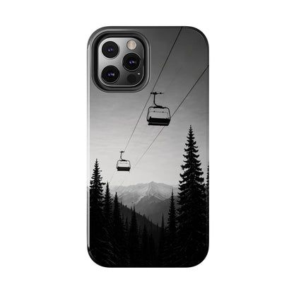 Tough Phone Case — Monochrome Mountain Ski Lift Design