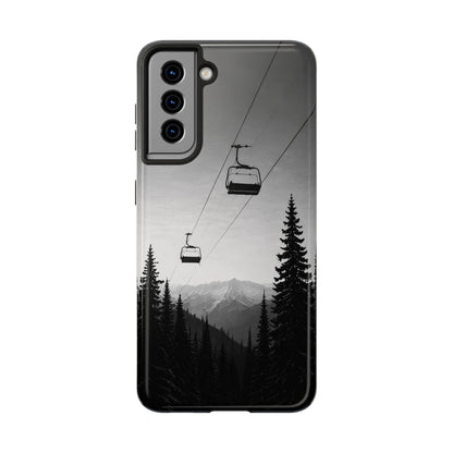 Tough Phone Case — Monochrome Mountain Ski Lift Design
