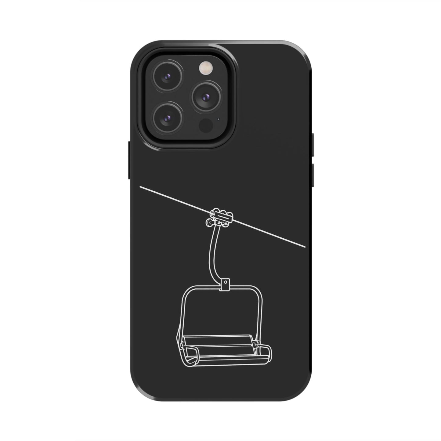 Ski Lift Line Art Tough Phone Case — Minimalist Mountain Chairlift Design
