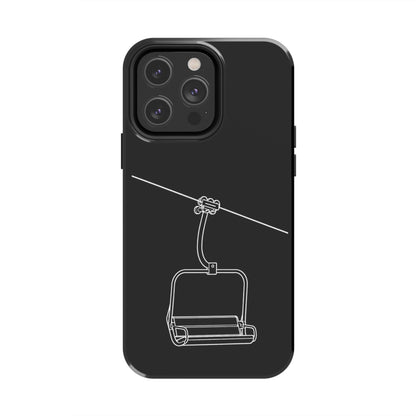 Ski Lift Line Art Tough Phone Case — Minimalist Mountain Chairlift Design