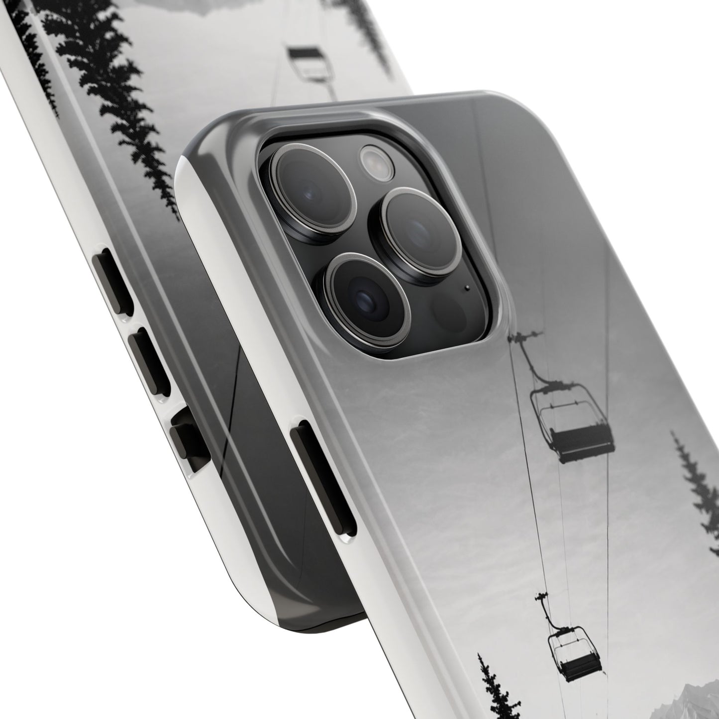 Tough Phone Case — Monochrome Mountain Ski Lift Design