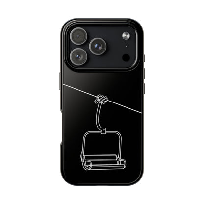Ski Lift Line Art Tough Phone Case — Minimalist Mountain Chairlift Design