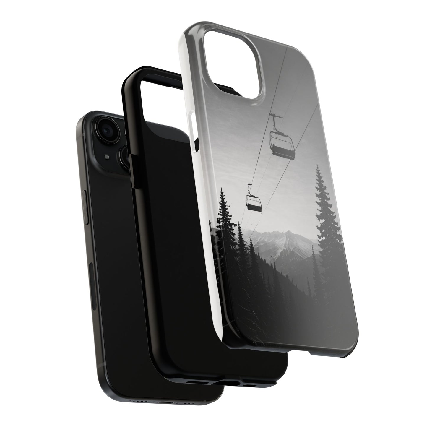 Tough Phone Case — Monochrome Mountain Ski Lift Design