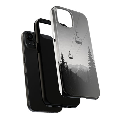 Tough Phone Case — Monochrome Mountain Ski Lift Design