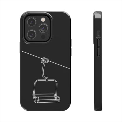 Ski Lift Line Art Tough Phone Case — Minimalist Mountain Chairlift Design