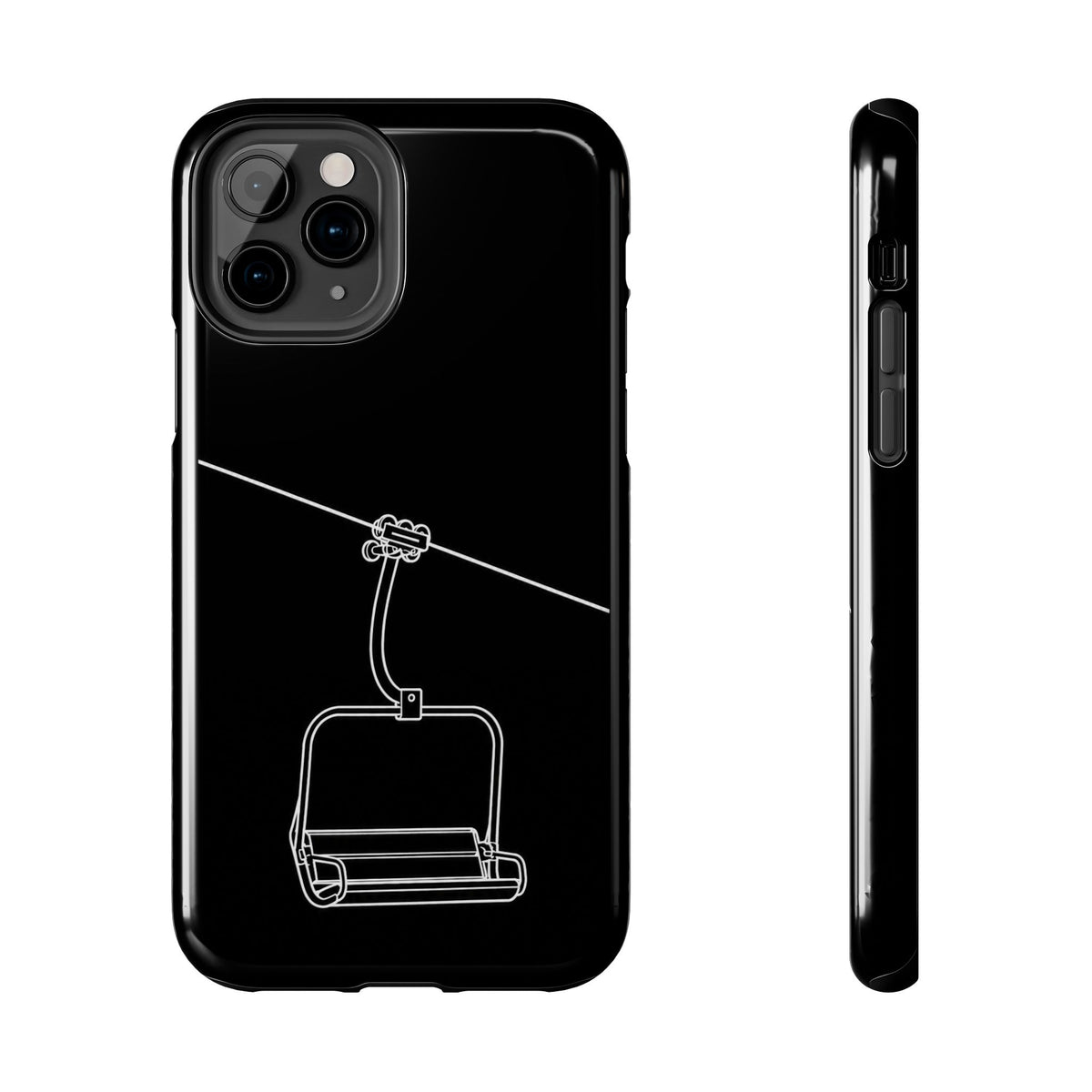 Ski Lift Line Art Tough Phone Case — Minimalist Mountain Chairlift Design