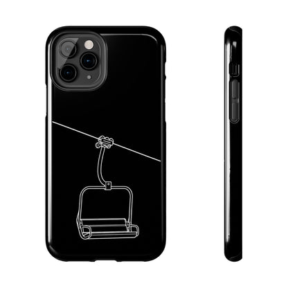 Ski Lift Line Art Tough Phone Case — Minimalist Mountain Chairlift Design