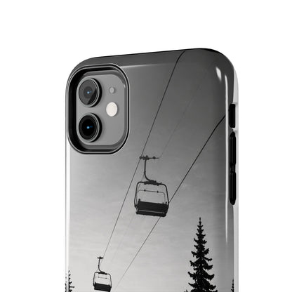 Tough Phone Case — Monochrome Mountain Ski Lift Design