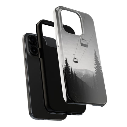 Tough Phone Case — Monochrome Mountain Ski Lift Design