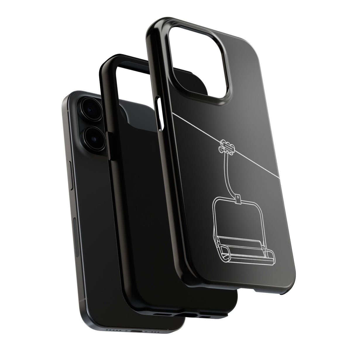 Ski Lift Line Art Tough Phone Case — Minimalist Mountain Chairlift Design