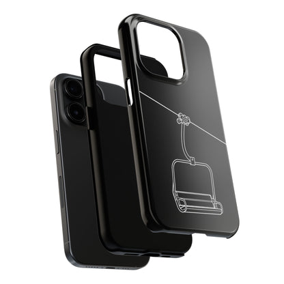 Ski Lift Line Art Tough Phone Case — Minimalist Mountain Chairlift Design