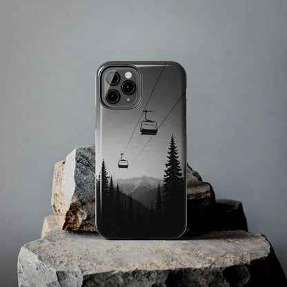 Tough Phone Case — Monochrome Mountain Ski Lift Design