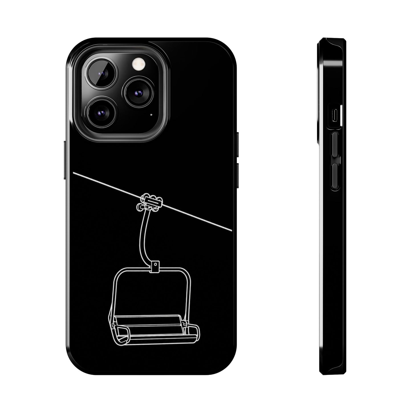 Ski Lift Line Art Tough Phone Case — Minimalist Mountain Chairlift Design