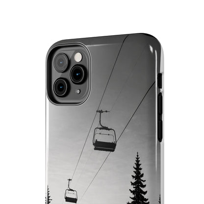 Tough Phone Case — Monochrome Mountain Ski Lift Design