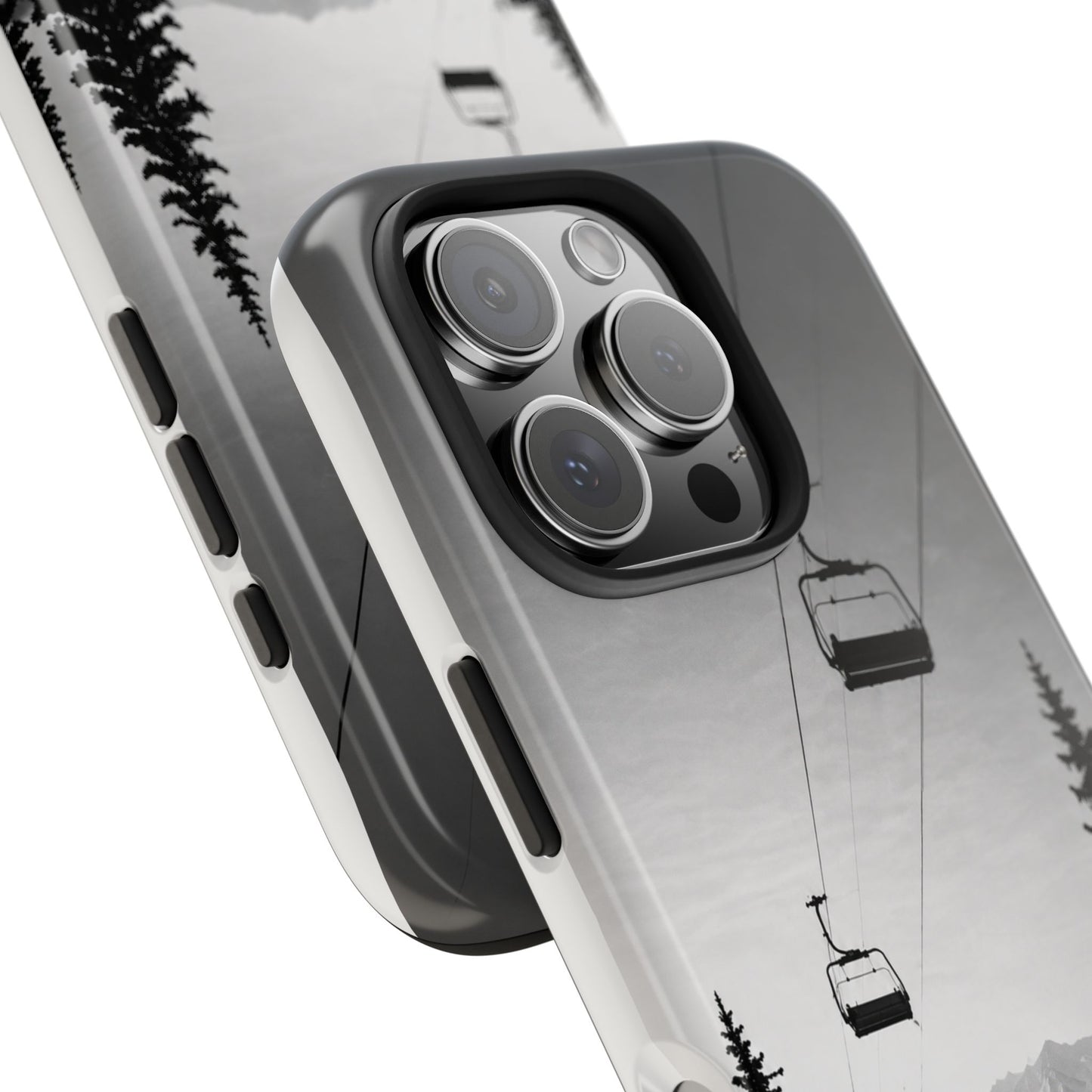 Tough Phone Case — Monochrome Mountain Ski Lift Design