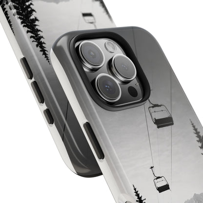 Tough Phone Case — Monochrome Mountain Ski Lift Design