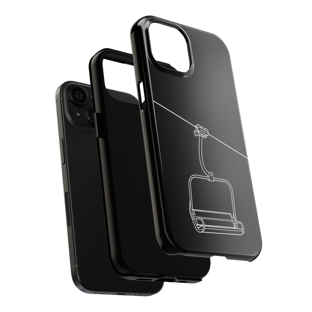Ski Lift Line Art Tough Phone Case — Minimalist Mountain Chairlift Design