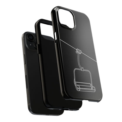 Ski Lift Line Art Tough Phone Case — Minimalist Mountain Chairlift Design