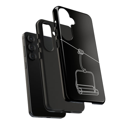 Ski Lift Line Art Tough Phone Case — Minimalist Mountain Chairlift Design
