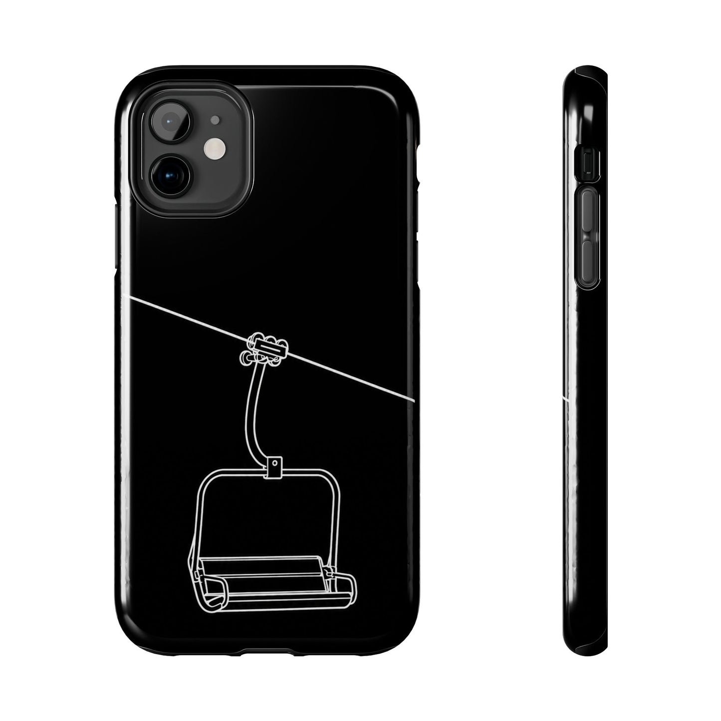 Ski Lift Line Art Tough Phone Case — Minimalist Mountain Chairlift Design