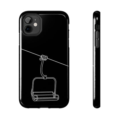 Ski Lift Line Art Tough Phone Case — Minimalist Mountain Chairlift Design