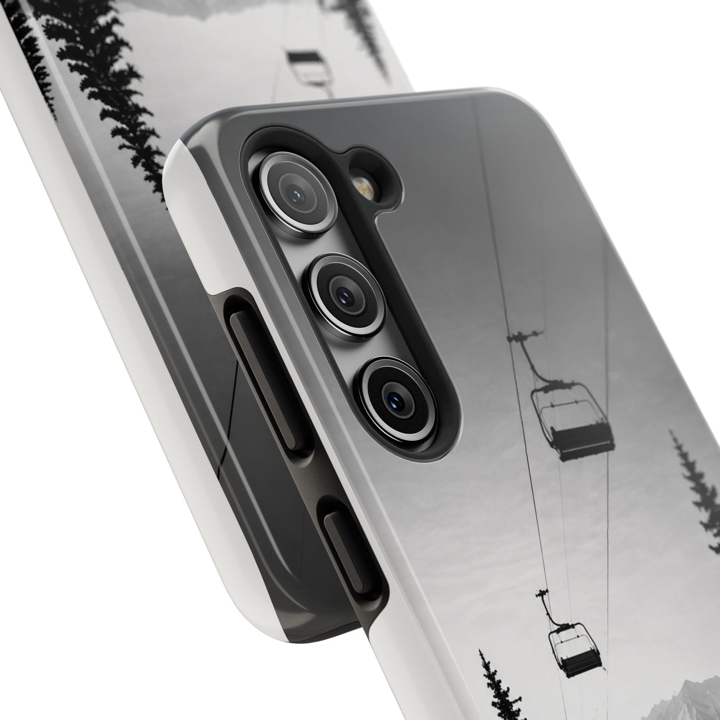 Tough Phone Case — Monochrome Mountain Ski Lift Design