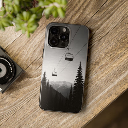 Tough Phone Case — Monochrome Mountain Ski Lift Design