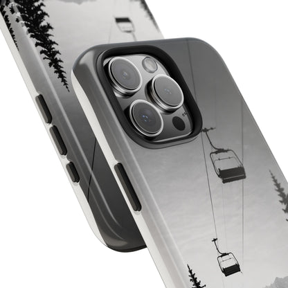 Tough Phone Case — Monochrome Mountain Ski Lift Design