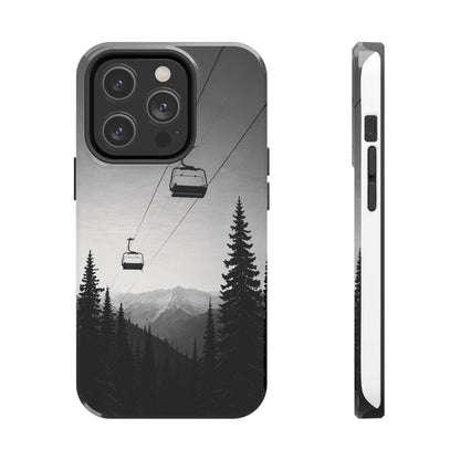 Tough Phone Case — Monochrome Mountain Ski Lift Design