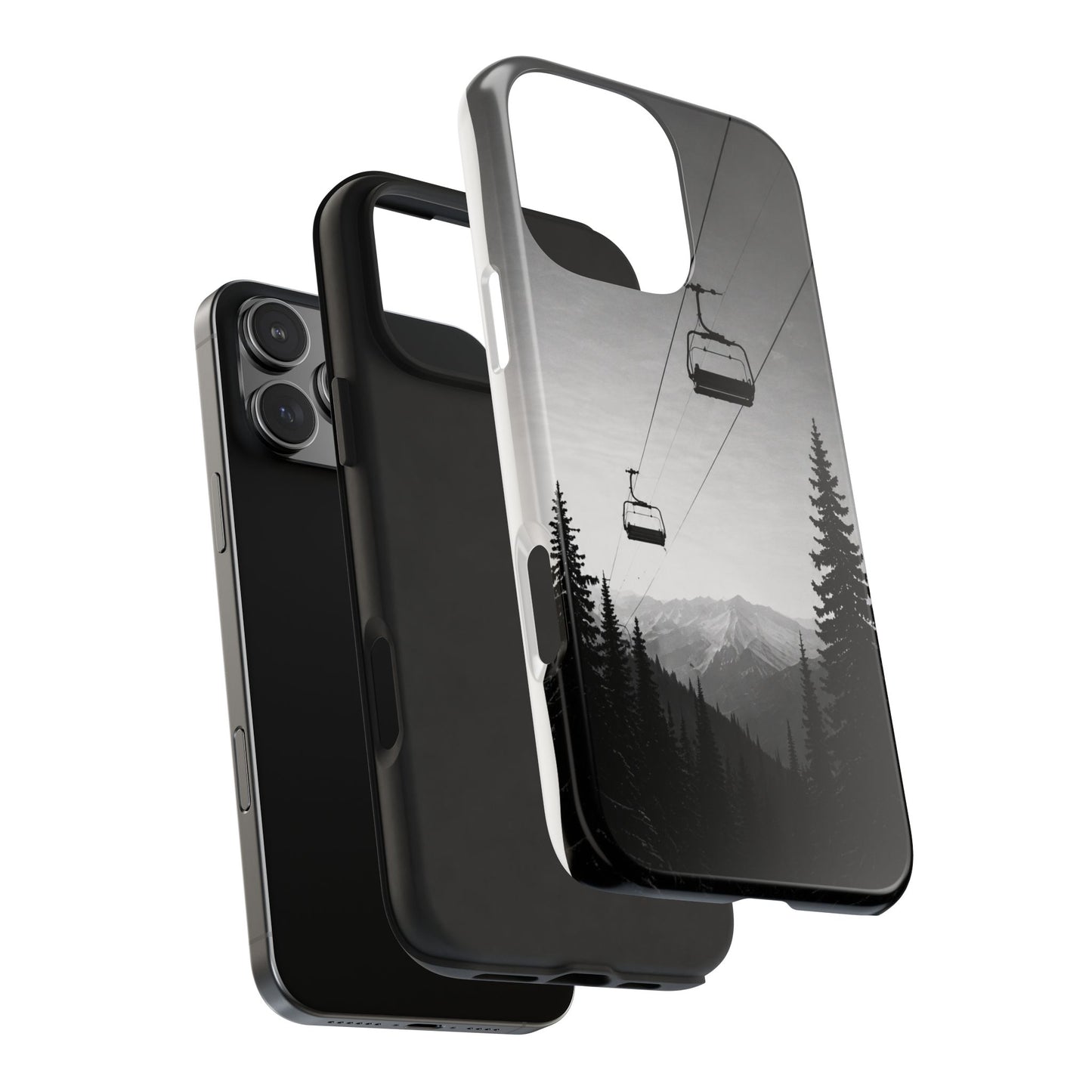 Tough Phone Case — Monochrome Mountain Ski Lift Design