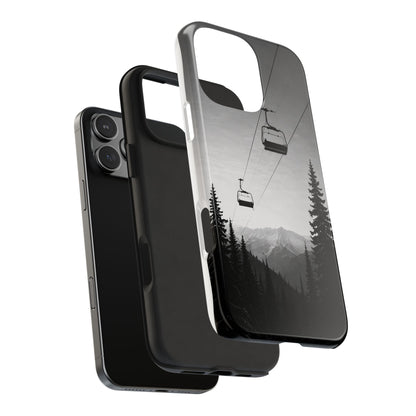 Tough Phone Case — Monochrome Mountain Ski Lift Design