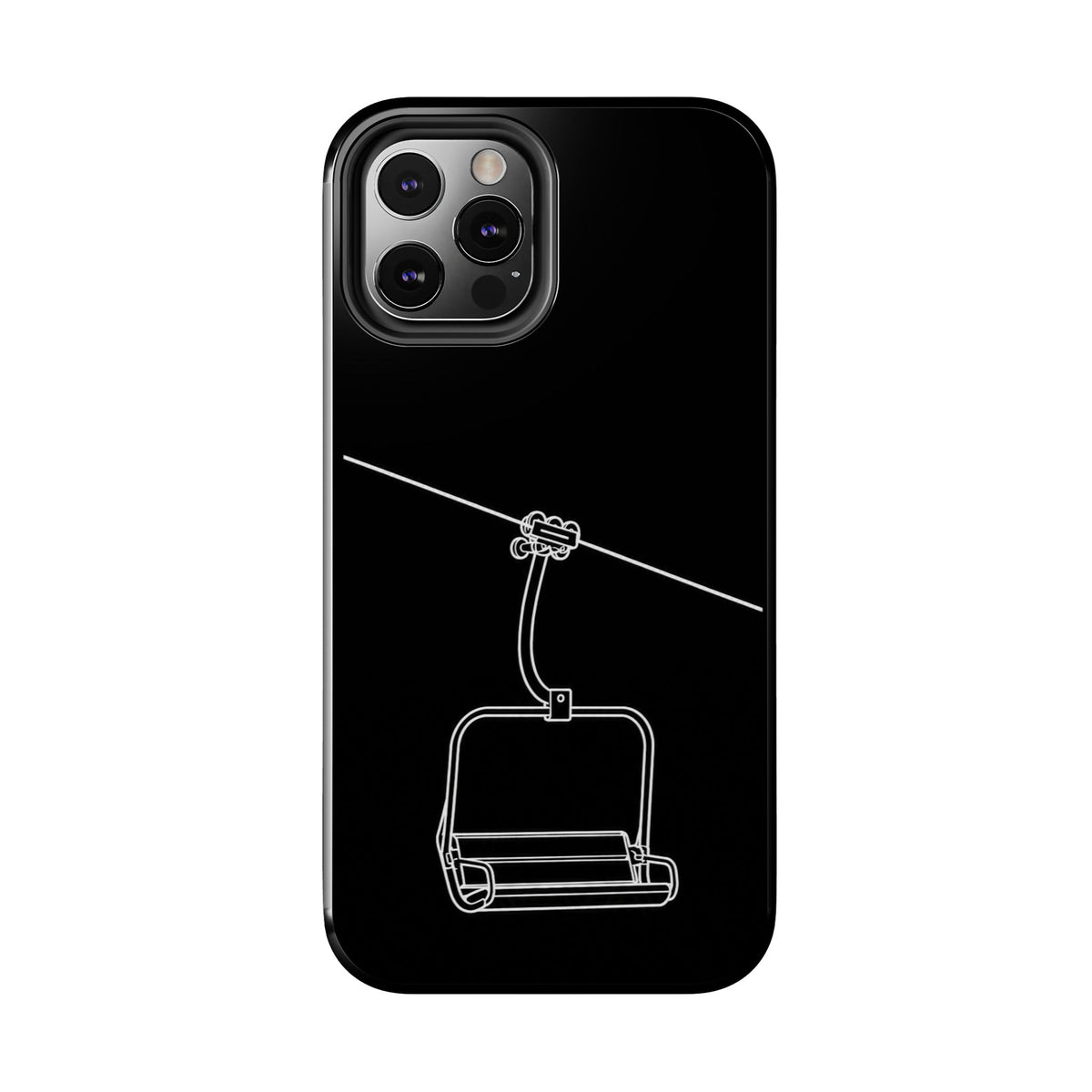 Ski Lift Line Art Tough Phone Case — Minimalist Mountain Chairlift Design