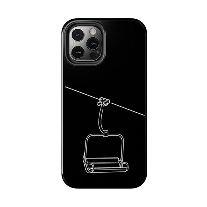 Ski Lift Line Art Tough Phone Case — Minimalist Mountain Chairlift Design