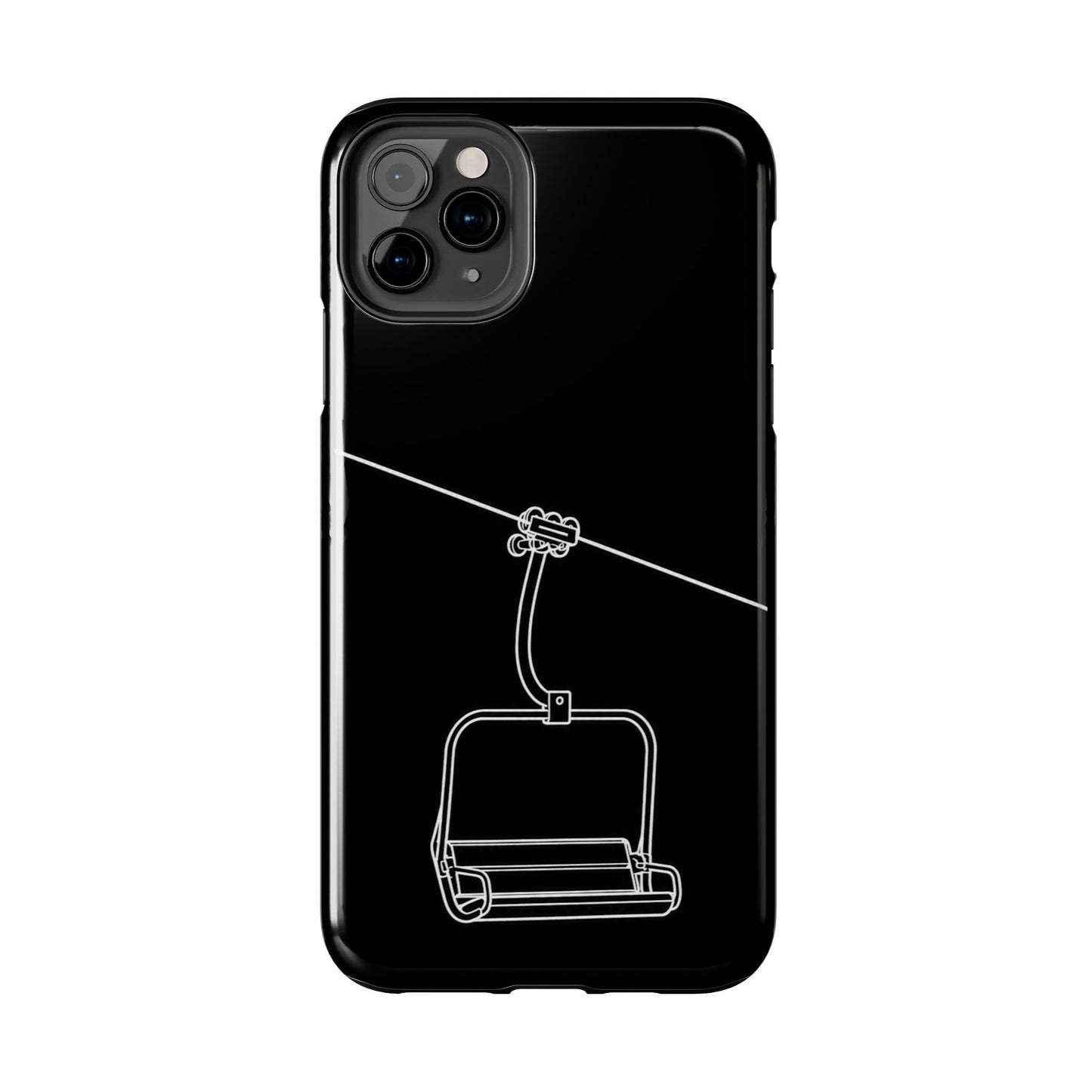 Ski Lift Line Art Tough Phone Case — Minimalist Mountain Chairlift Design