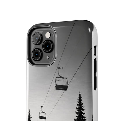 Tough Phone Case — Monochrome Mountain Ski Lift Design