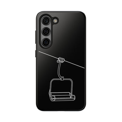 Ski Lift Line Art Tough Phone Case — Minimalist Mountain Chairlift Design