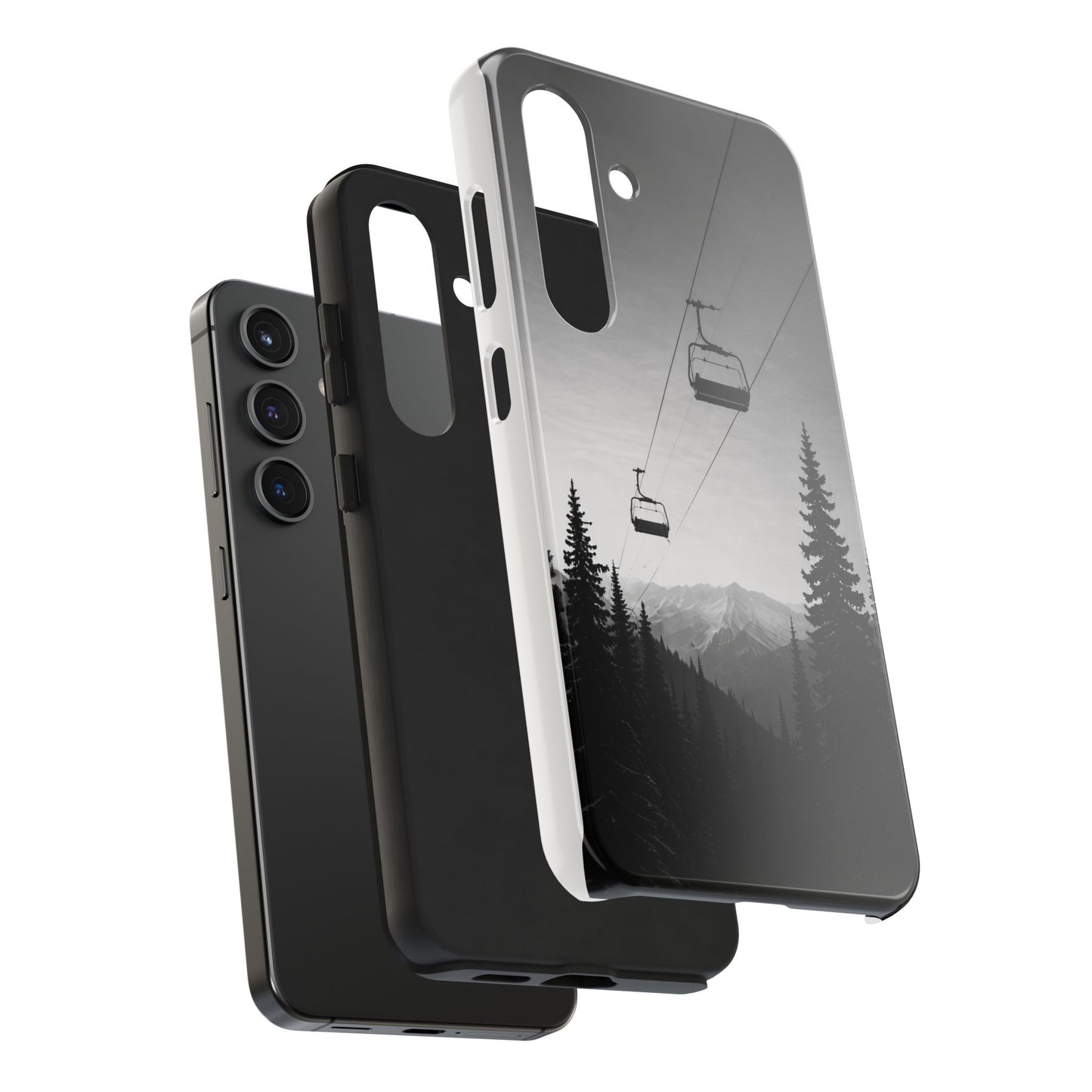 Tough Phone Case — Monochrome Mountain Ski Lift Design