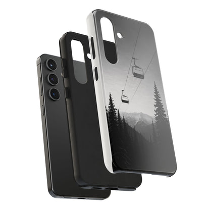 Tough Phone Case — Monochrome Mountain Ski Lift Design